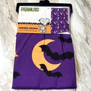 Purple Halloween Peanuts Snoopy Woodstock Dracula Fabric Shower Curtain 70"x72"